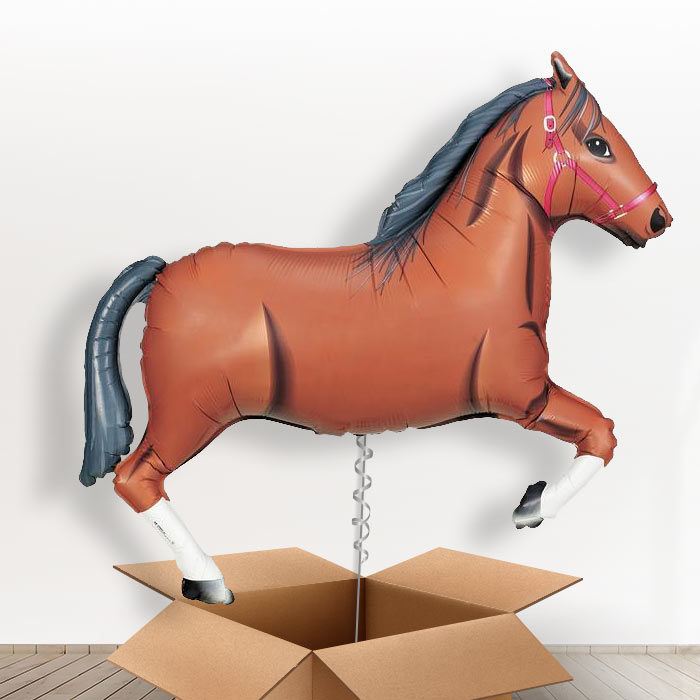 Dark Brown Horse Helium Balloons in a Box