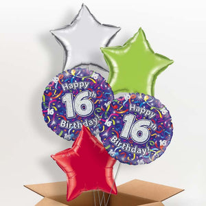 Purple Streamers Happy 16th Birthday Helium Balloon in a Box