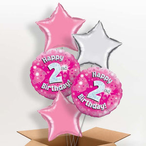 Happy 2nd Birthday Pink Hearts Helium Balloon in a Box