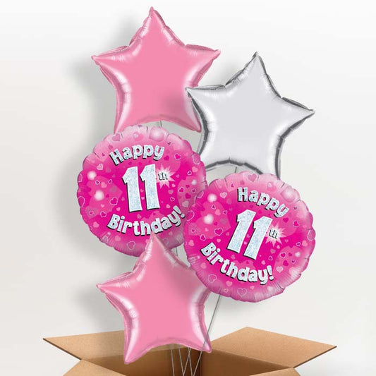 Happy 11th Birthday Pink Hearts Balloon in a Box - 5 Balloon | Party Save Smile