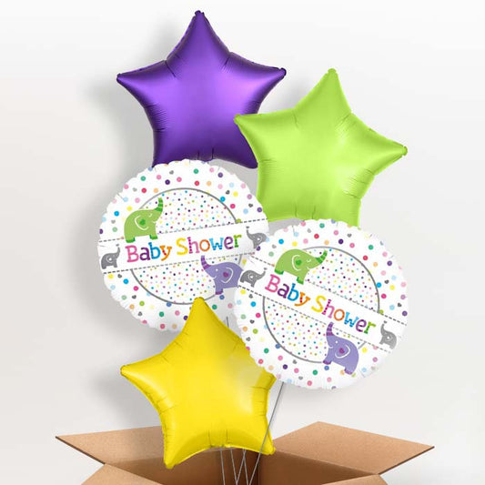 Elephant Baby Shower Helium Balloon Boxes - 5 Balloon | Party Save Smile