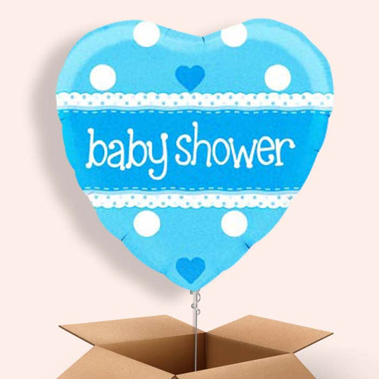 Blue Heart Baby Shower Balloons in a Box