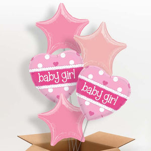Pink Polka Baby Shower Helium Balloons in a Box
