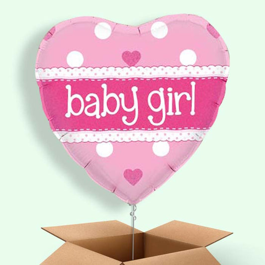 Baby Shower Helium Balloons in a Box (Pink Polka)