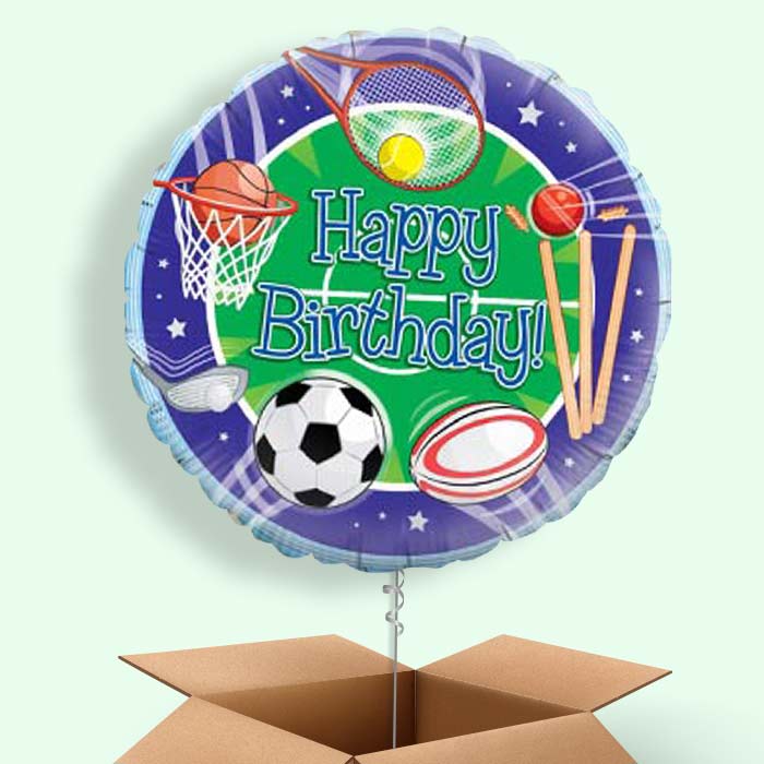 Sports Themed Helium Balloons in a Box - 1 Balloon | Party Save Smile