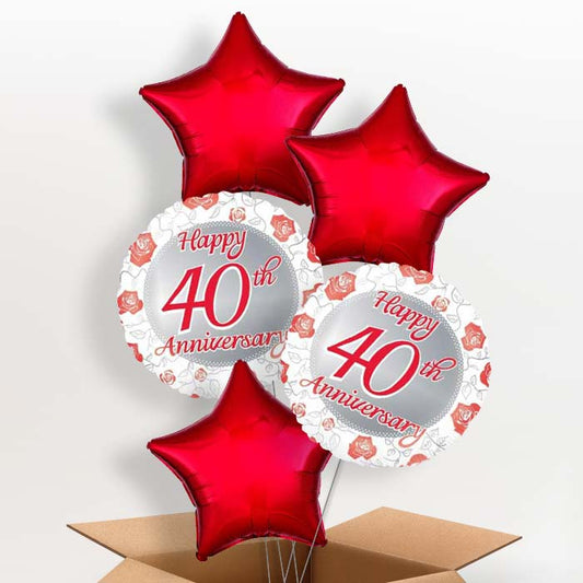 40th Wedding Anniversary Helium Balloons in a Box - 5 Balloon | Party Save Smile