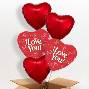 I Love You Helium Balloons in a Box (Red Heart)