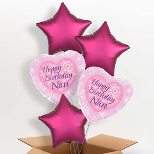 Happy Birthday Nan Pink Hearts Helium Balloon in a Box
