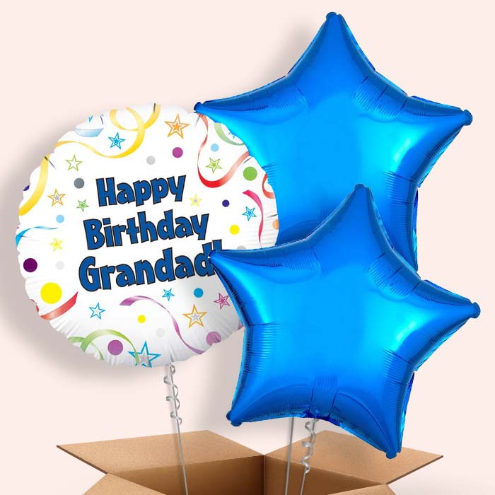 Happy Birthday Grandad Helium Balloon in a Box (Stars) - 3 Balloon | Party Save Smile