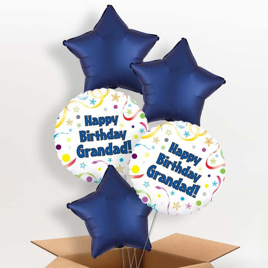 Happy Birthday Grandad Helium Balloon in a Box (Stars) - 5 Balloon | Party Save Smile