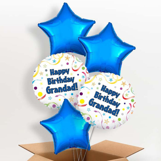 Happy Birthday Grandad Helium Balloon in a Box (Stars) - 5 Balloon | Party Save Smile
