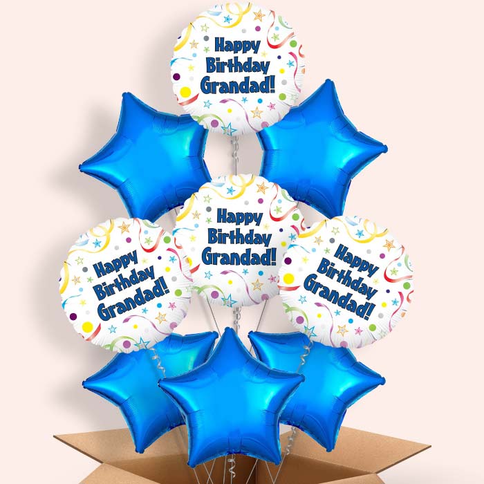 Happy Birthday Grandad Helium Balloon in a Box (Stars) - 9 Balloon | Party Save Smile