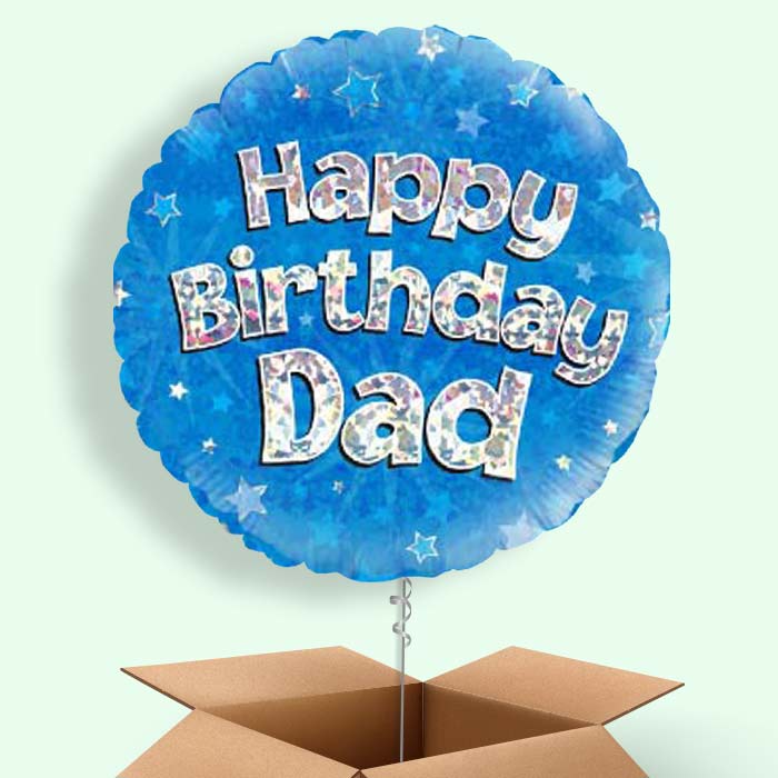 Happy Birthday Dad Helium Balloons in a Box (Blue) - 1 Balloon | Party Save Smile