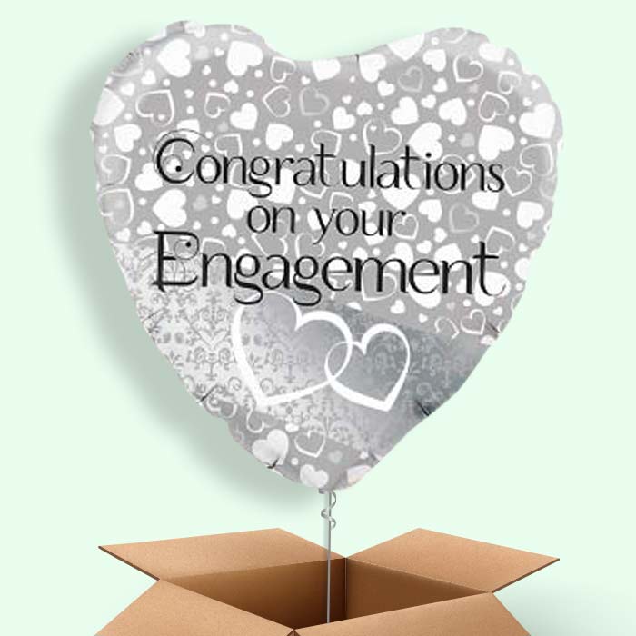 Engagement Helium Balloons in a Box (Silver) - 1 Balloon | Party Save Smile