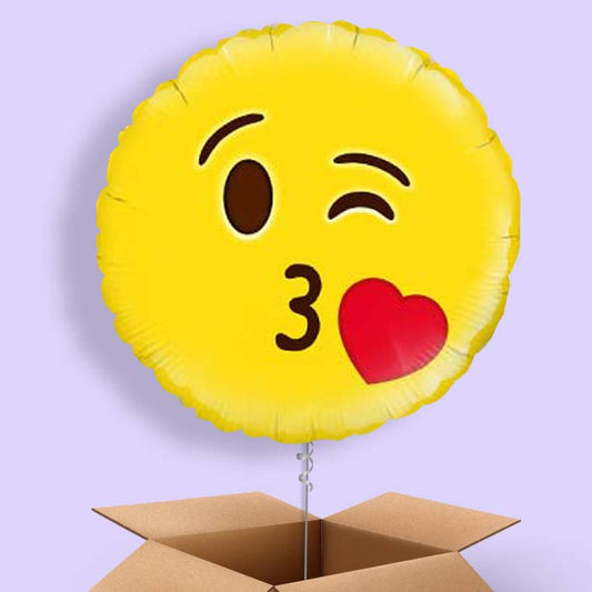 Emoji Kiss Helium Balloon in a Box