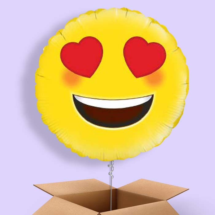 Emoji Heart Eyes Helium Balloon in a Box