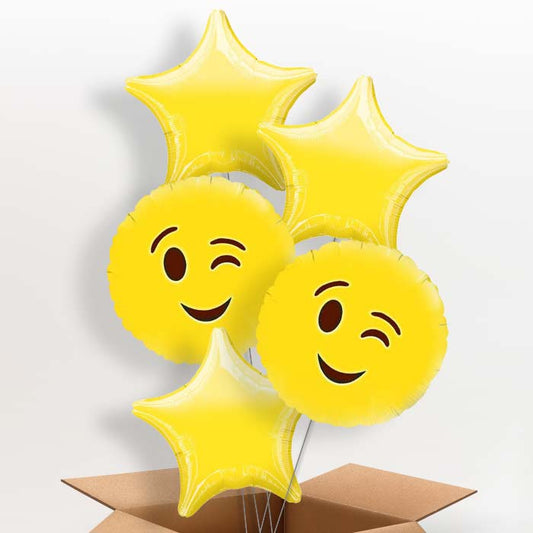 Wink Emoji Helium Balloon in a Box - 5 Balloon | Party Save Smile