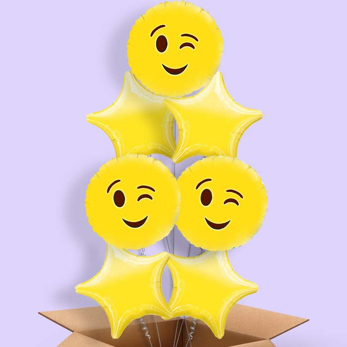 Wink Emoji Helium Balloon in a Box - 7 Balloon | Party Save Smile