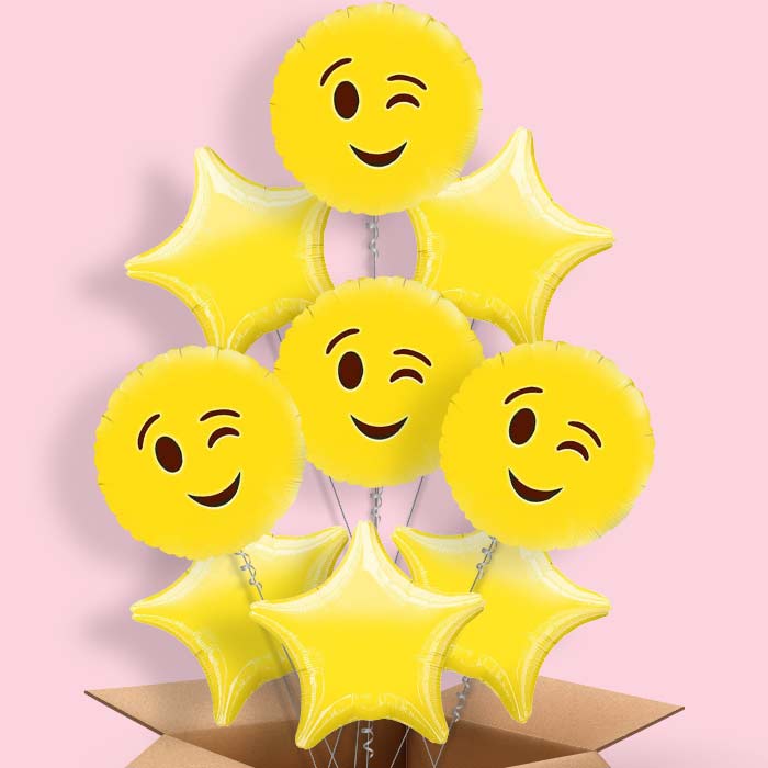 Wink Emoji Helium Balloon in a Box - 9 Balloon | Party Save Smile