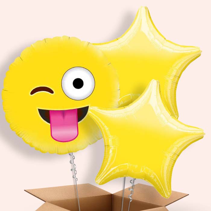 Crazy Emoji Helium Balloons in a Box - 3 Balloon | Party Save Smile