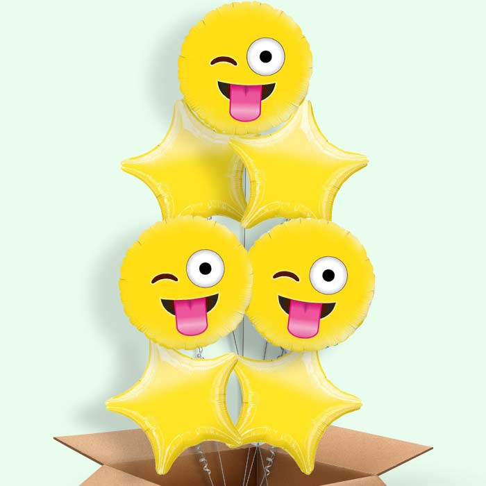 Crazy Emoji Helium Balloons in a Box - 7 Balloon | Party Save Smile