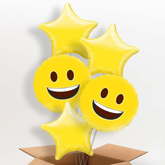 Emoji Happy Helium Balloon in a Box - 5 Balloon | Party Save Smile