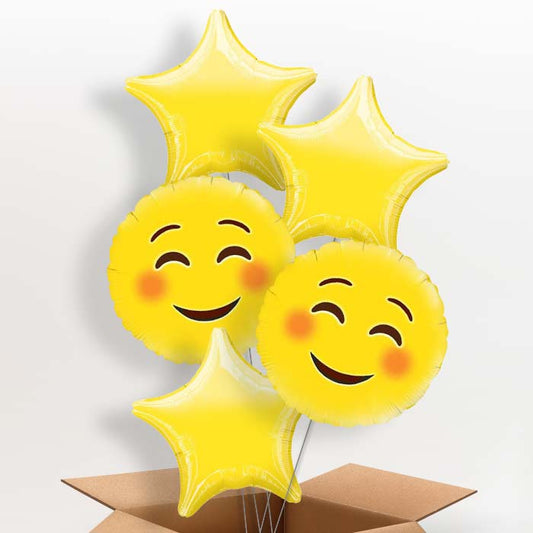 Emoji Smiling Eyes Helium Balloon in a Box - 5 Balloon | Party Save Smile
