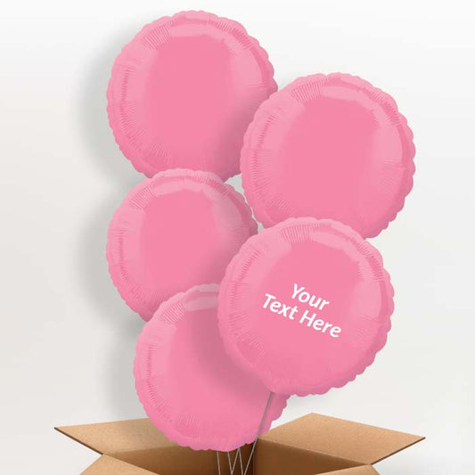 Bright Pink Plain Coloured Circle Helium Balloon in a Box - 5 Balloon | Party Save Smile