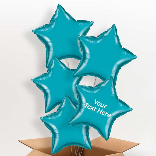 Turquoise Star Helium Balloon in a Box - 5 Balloon | Party Save Smile