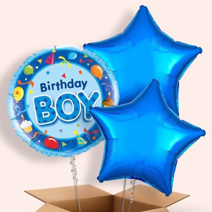 Birthday Boy Celebration Helium Balloon in a Box - 3 Balloon | Party Save Smile