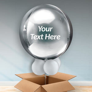 Personalised Silver Orbz Helium Balloon in a Box