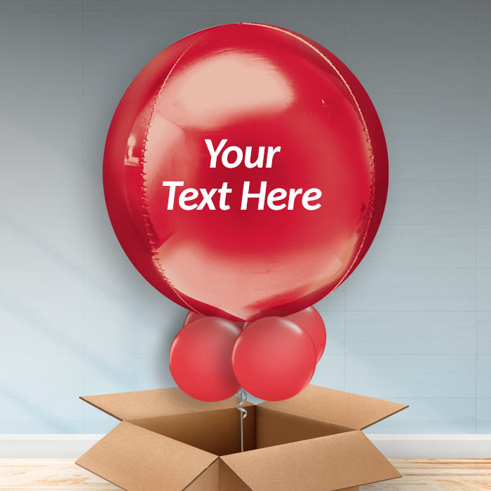 Personalised Red Orbz Helium Balloon in a Box - Orbz Balloon | Party Save Smile