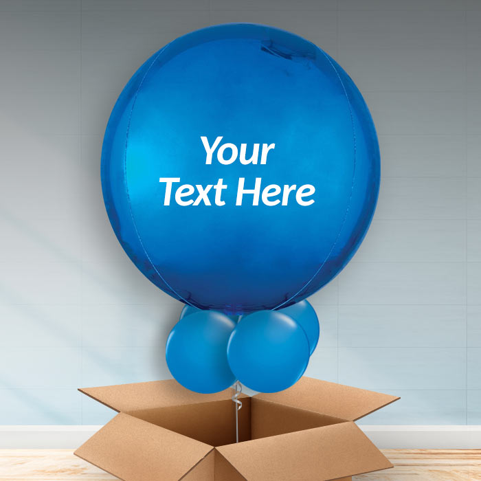 Personalised Dark Blue Orb Helium Balloon in a Box - Orbz Balloon | Party Save Smile
