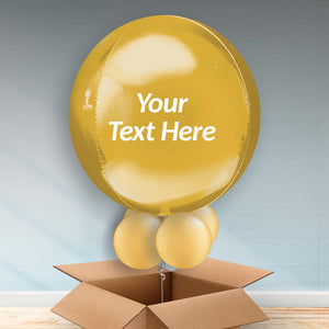 Personalised Gold Orbz Helium Balloons in a Box