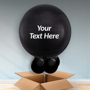 Personalised Black Orbz Helium Balloons in a Box