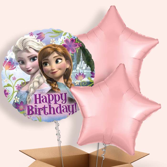 Happy Birthday Frozen Helium Balloons Delivered - 3 Balloon | Party Save Smile