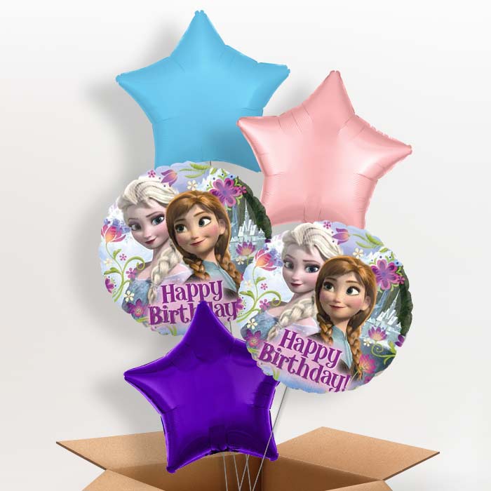 Happy Birthday Frozen Helium Balloons Delivered - 5 Balloon | Party Save Smile