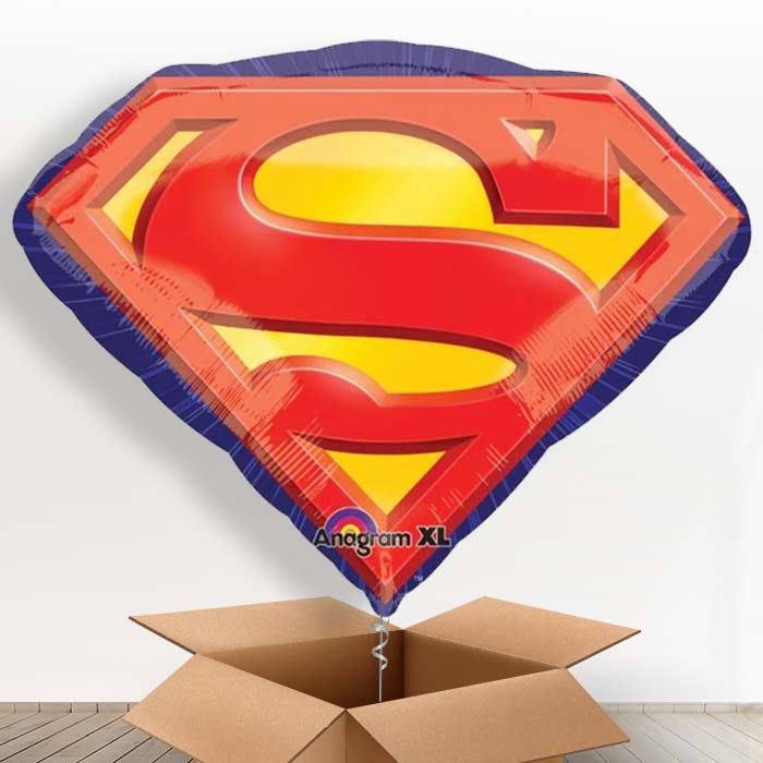 Giant Superman Helium Balloons in a Box