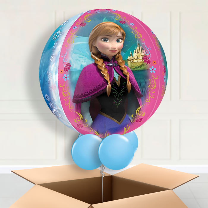 Frozen Anna and Elsa Orb Helium Balloon in a Box - Orbz Balloon | Party Save Smile