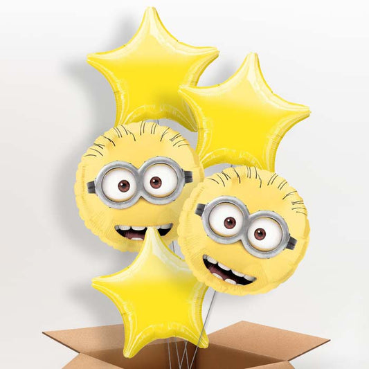 Minion Helium Balloons in a Box (Face) - 5 Balloon | Party Save Smile