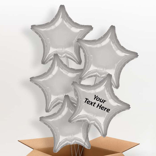 Silver Metallic Star Helium Balloon in a Box - 5 Balloon | Party Save Smile