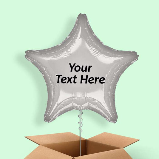 Silver Metallic Star Balloon in a Box