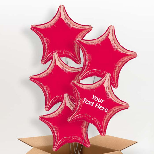 Red Metallic Star Helium Balloon in a Box - 5 Balloon | Party Save Smile
