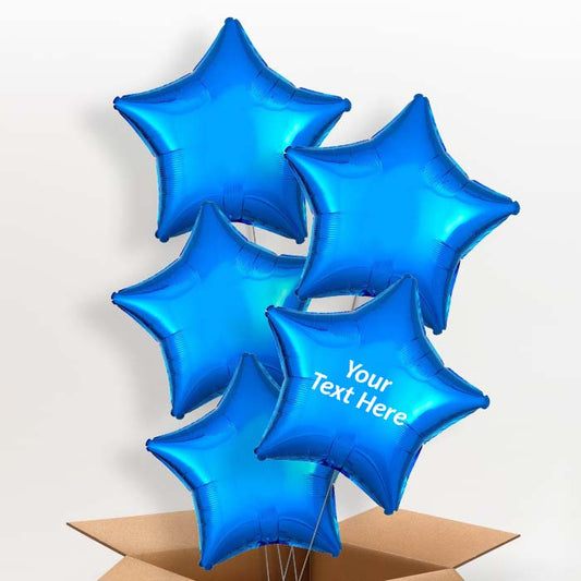 Blue Metallic Star Helium Balloon in a Box - 5 Balloon | Party Save Smile