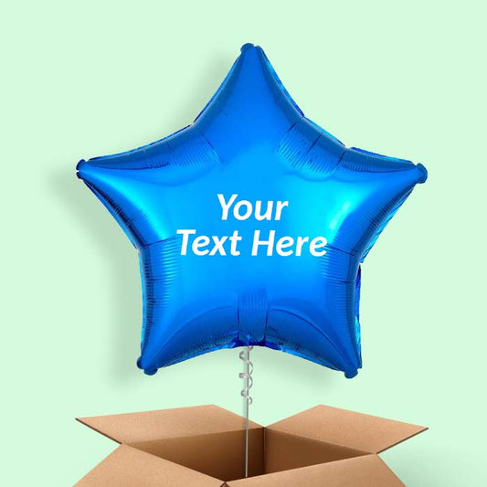 Blue Metallic Star Balloon in a Box