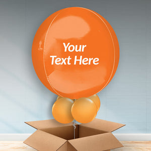 Personalised Orange Orbz Helium Balloon in a Box