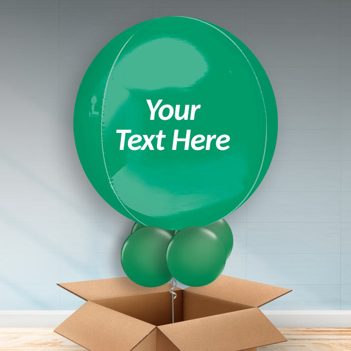 Personalised Dark Green Orbz Helium Balloon in a Box - Orbz Balloon | Party Save Smile
