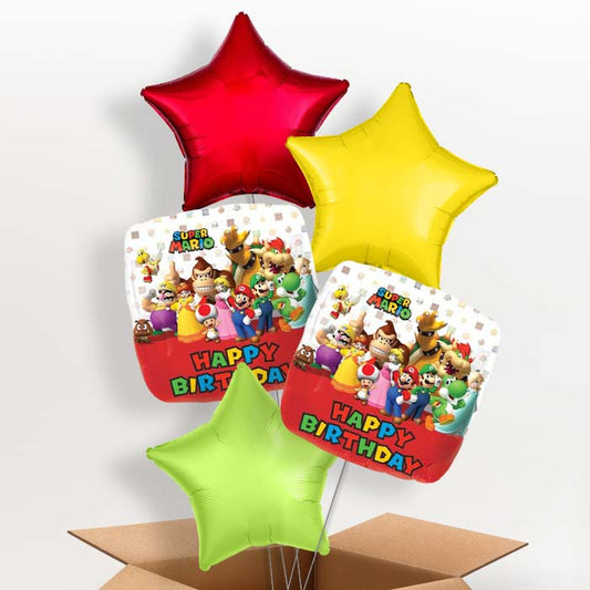 Super Mario Helium Balloons in a Box (Happy Birthday) - 5 Balloon | Party Save Smile