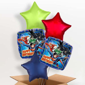 Justice League Happy Birthday Helium Balloons in a Box
