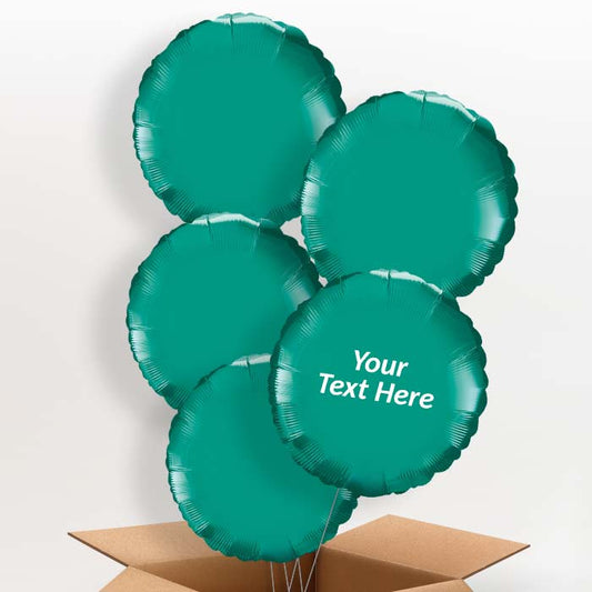 Personalised Teal Blue Circle Helium Balloon in a Box - 5 Balloon | Party Save Smile